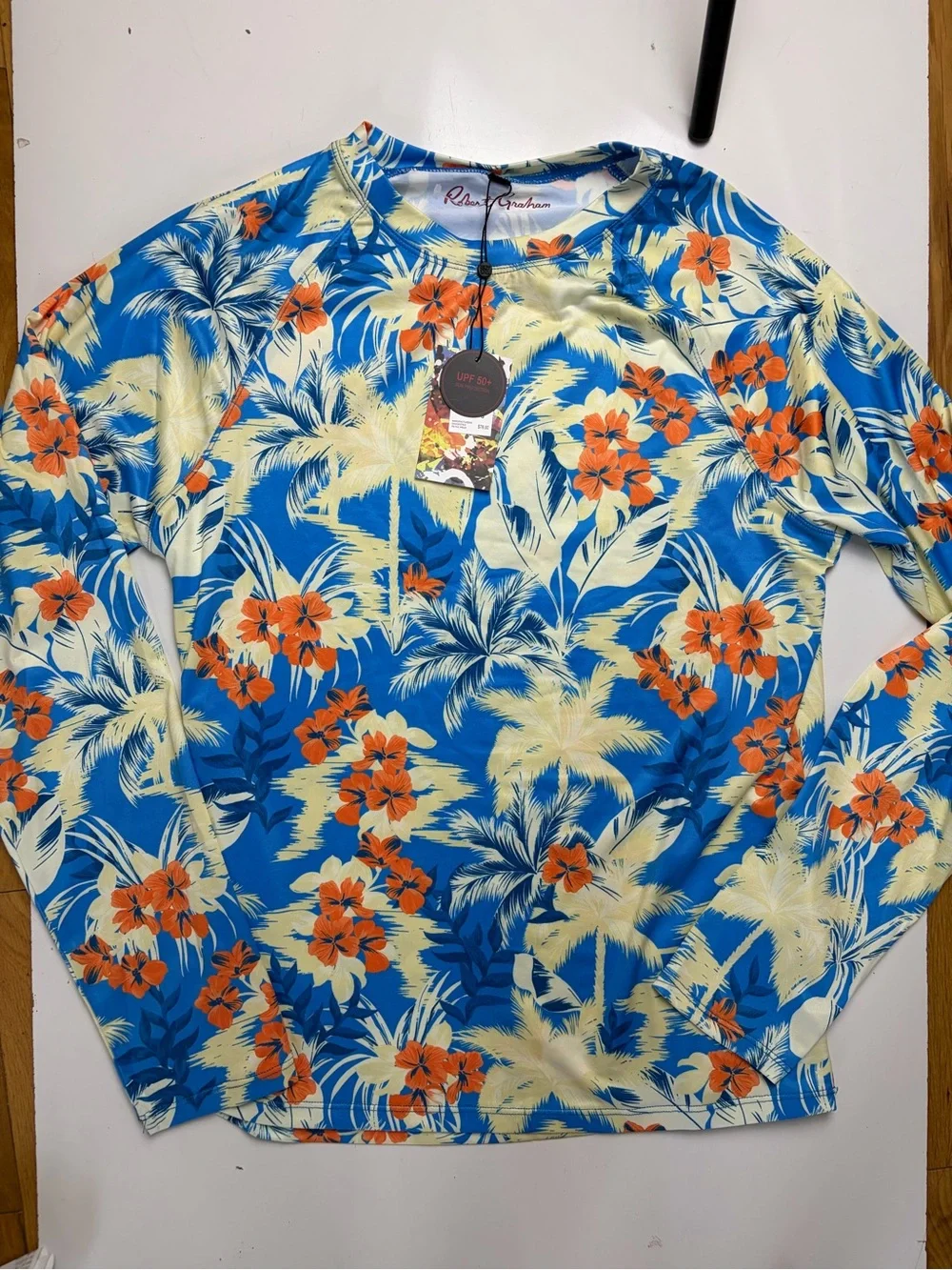 Robert Graham Men's Blue Long Sleeve Rashguard Shirt